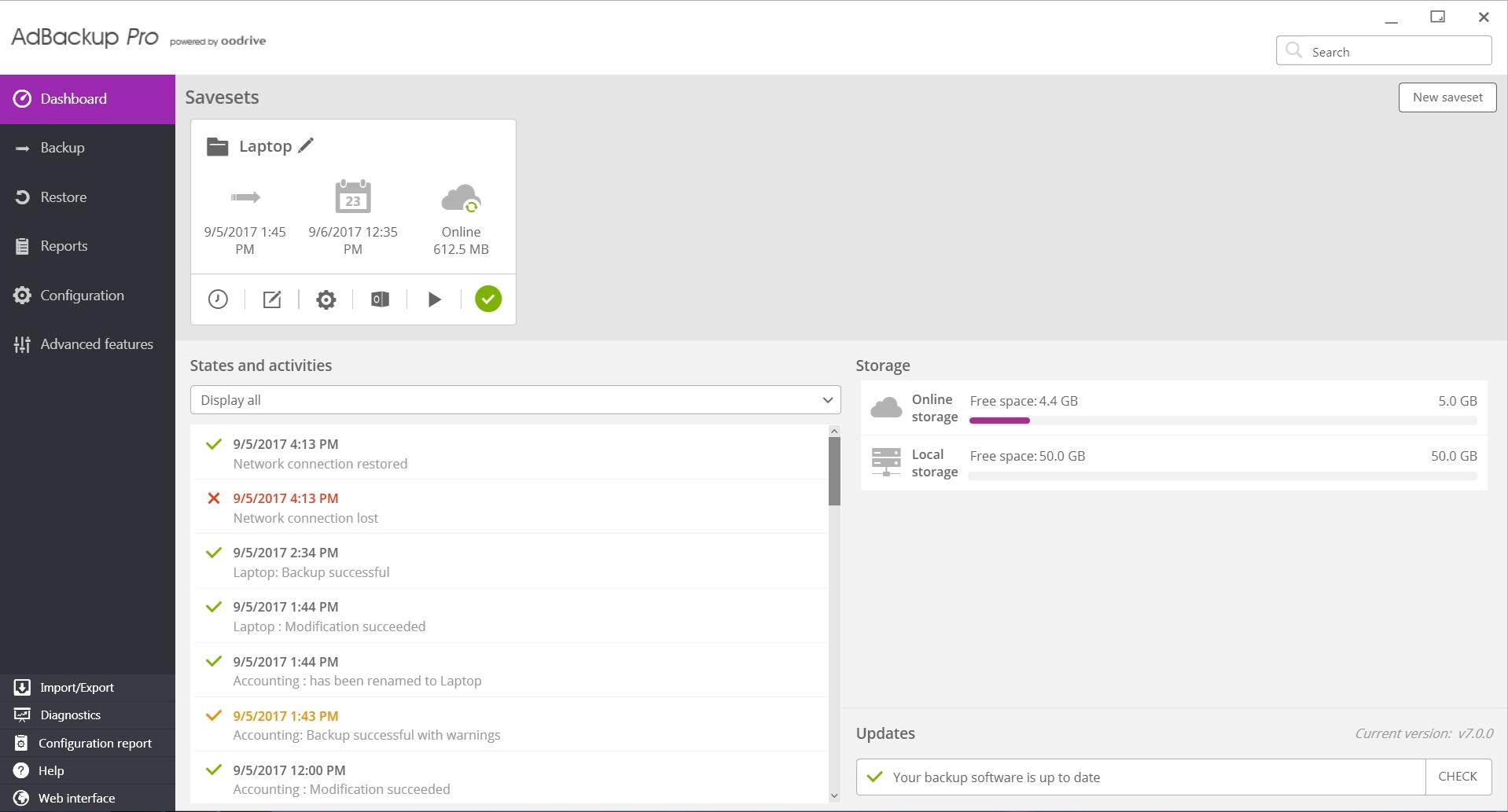 oodrive_save - Simple and intuitive interface
