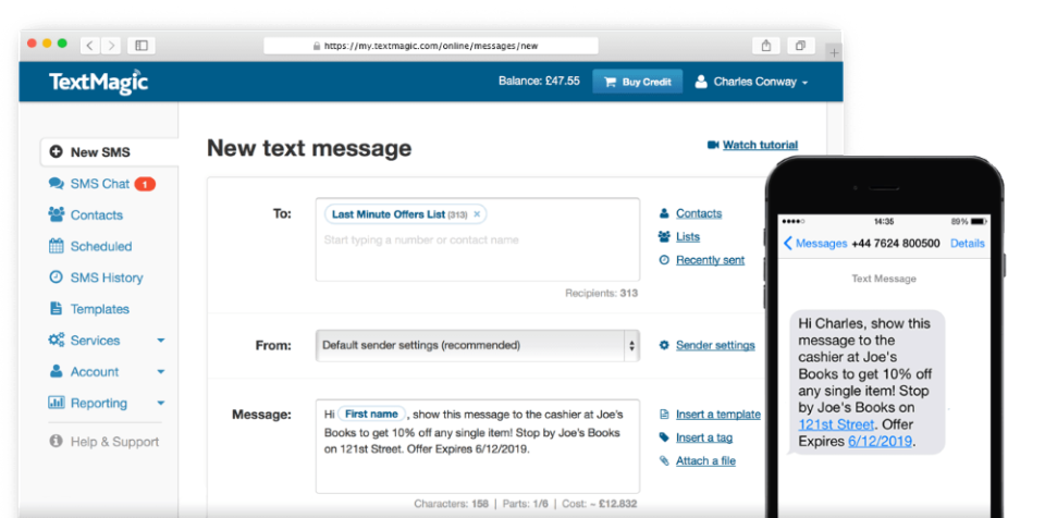 TextMagic screenshot