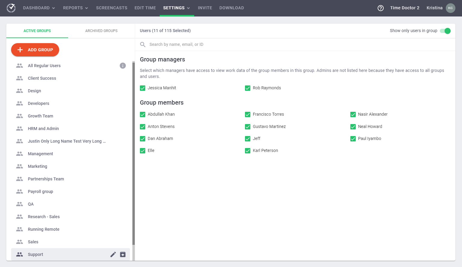 Manage Groups Manage Groups