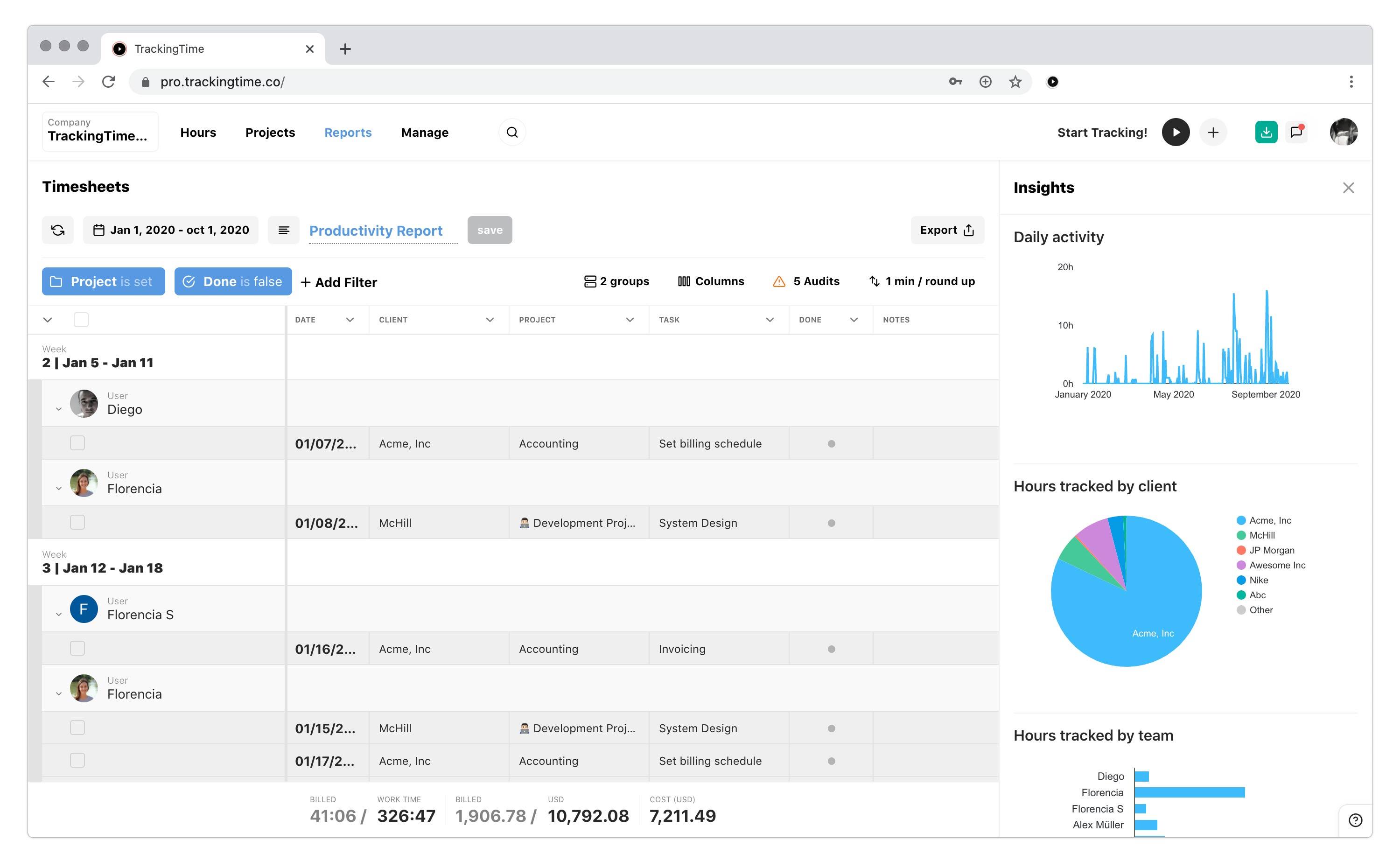 TrackingTime - Timesheets