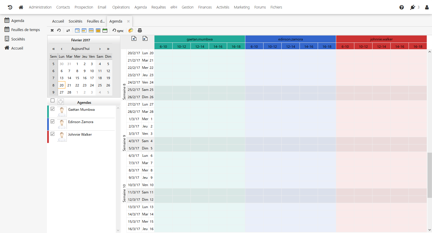 Oryanoo CRM - Schedule - Schedule view