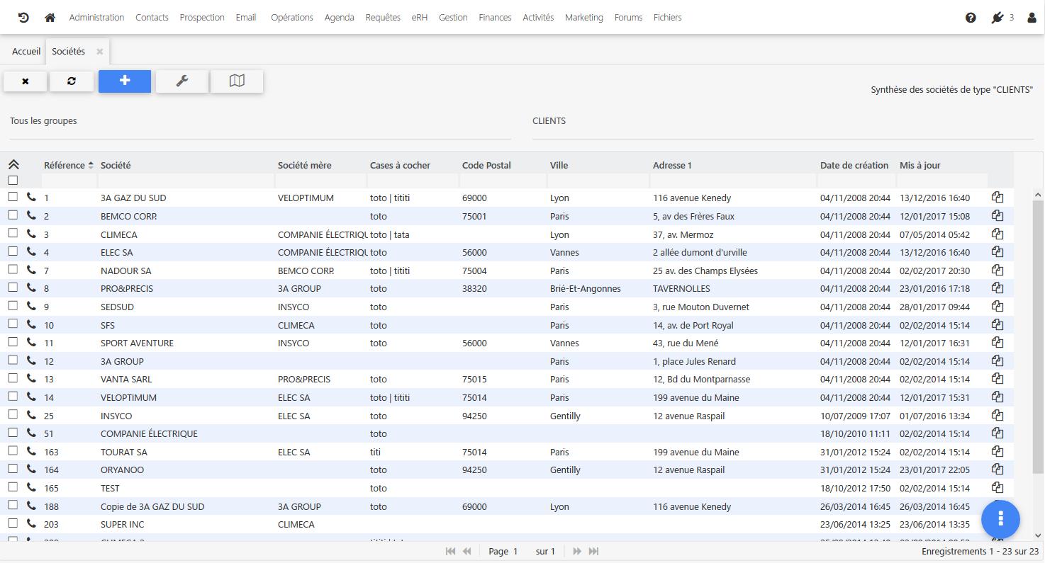 Oryanoo CRM - Summary of companies