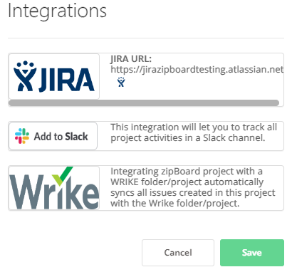 zipBoard - Some standard zipBoard integrations