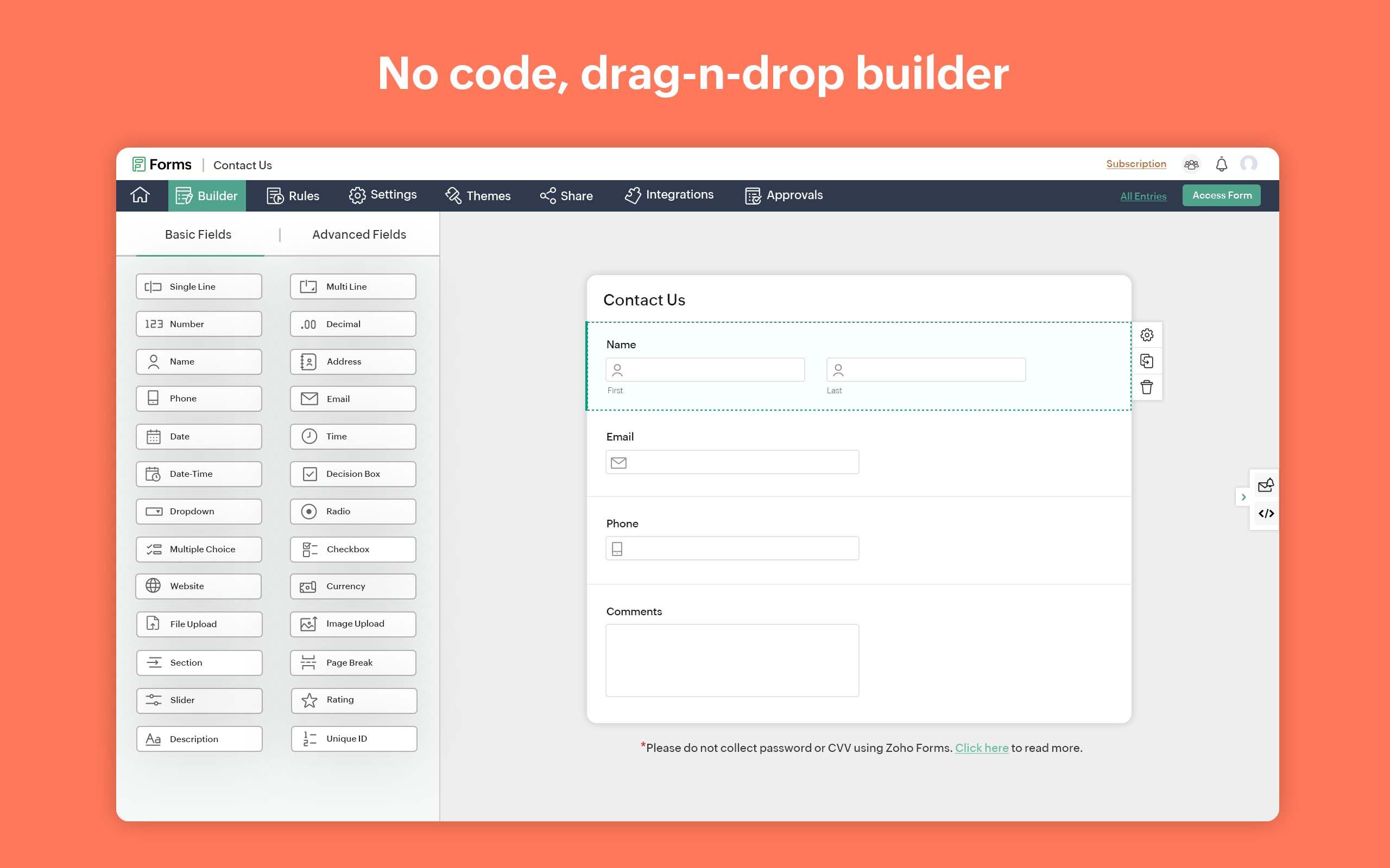 Zoho Forms - Builder with multiple settings Zoho Forms - Builder with multiple settings