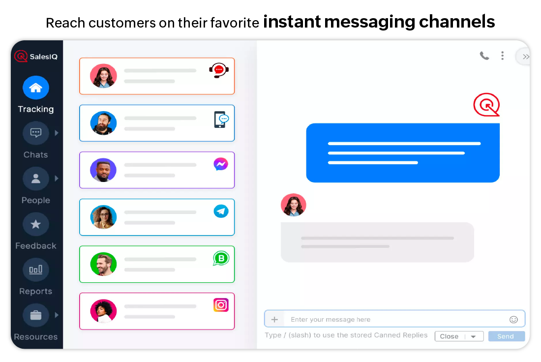 Zoho SalesIQ - Switching between instant messaging applications to engage with customers and prospects is a thing of the past with SalesIQ. Bring all of your communication under one roof and save agents from wasting time switching between apps.