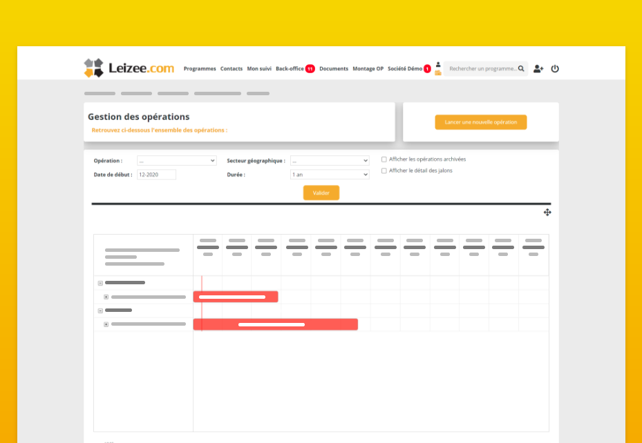 Leizee - Page de gestion des tâches et opérations