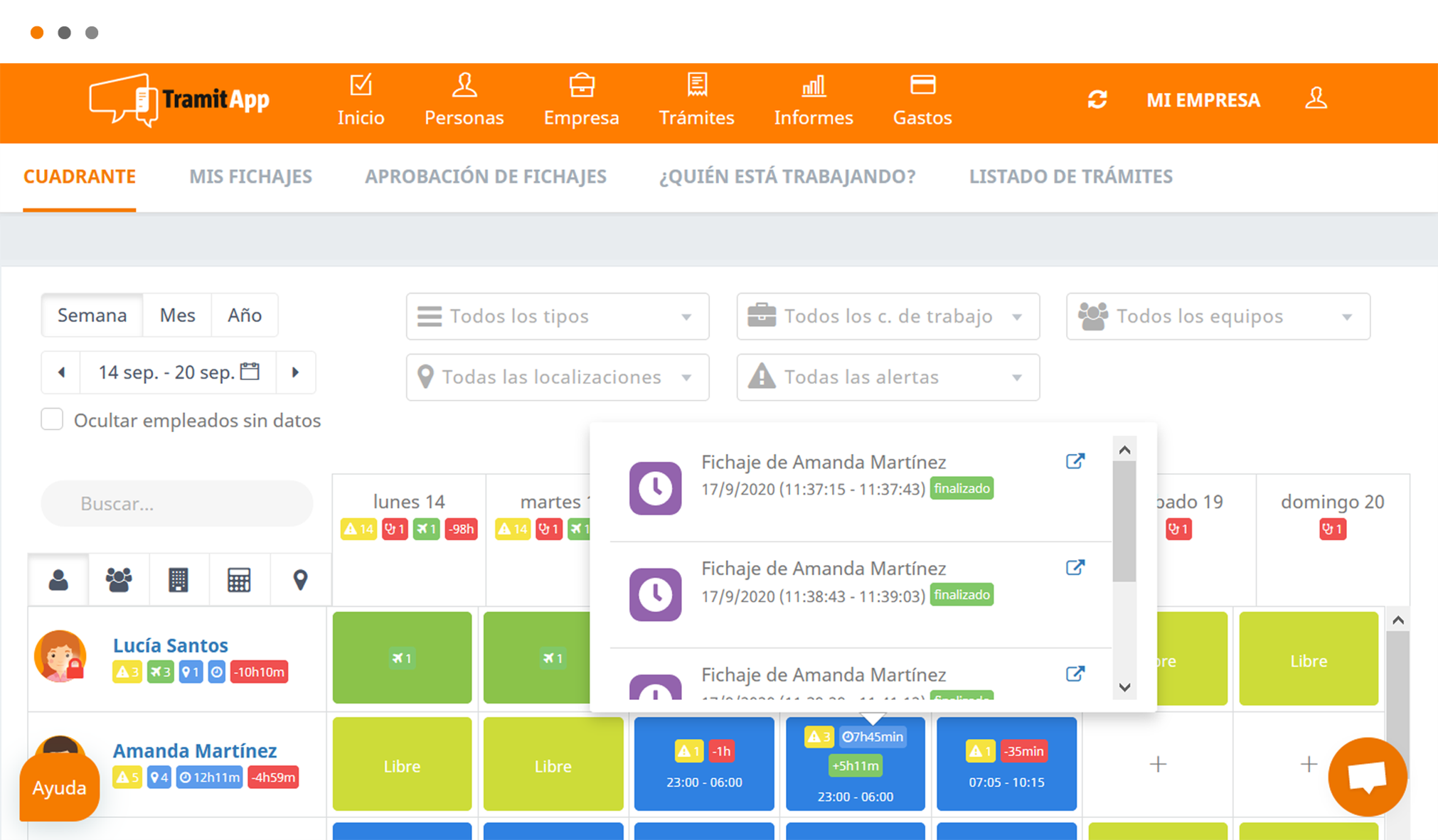 TramitApp - Cuadrantes inteligentes de asistencia