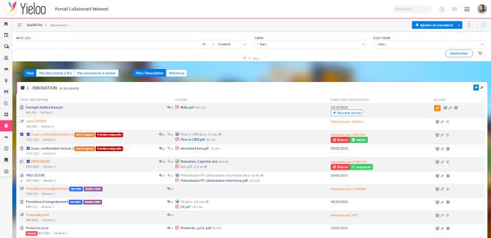 intra'know - Module Qualité doc: structuration et diffusion des informations, gestion des documents de référence, des risques et des incidents