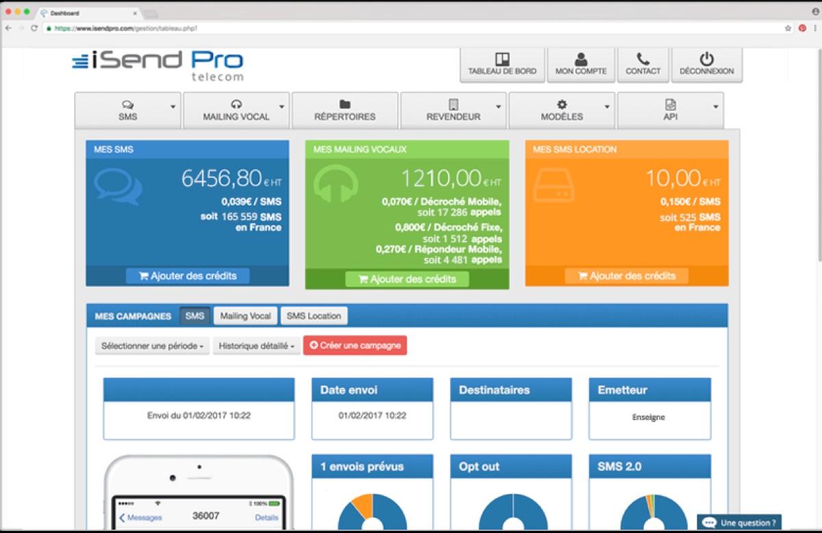 iSend Pro Telecom - iSend Pro : logiciel en ligne de gestion des campagnes SMS