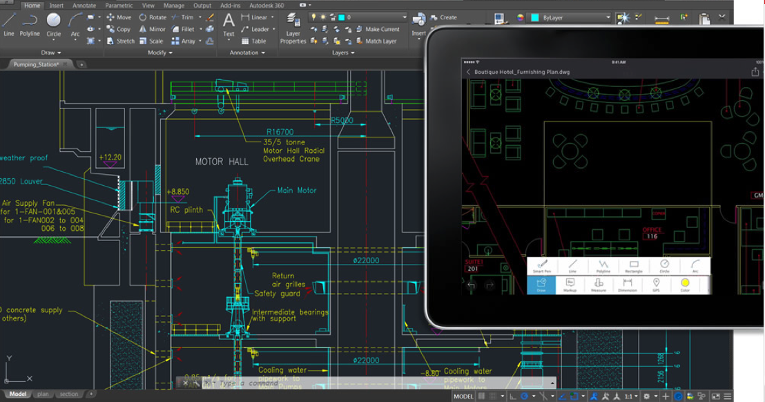 AutoCAD - Desenhar, editar e visualizar desenhos 2D em vários dispositivos Meça seus projetos com precisão no site Acesse seus desenhos através de serviços de armazenamento em nuvem, o mais conhecido