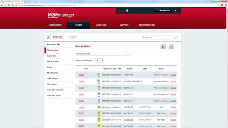 Le M2MManager - M2MManager : gestion des boîtiers