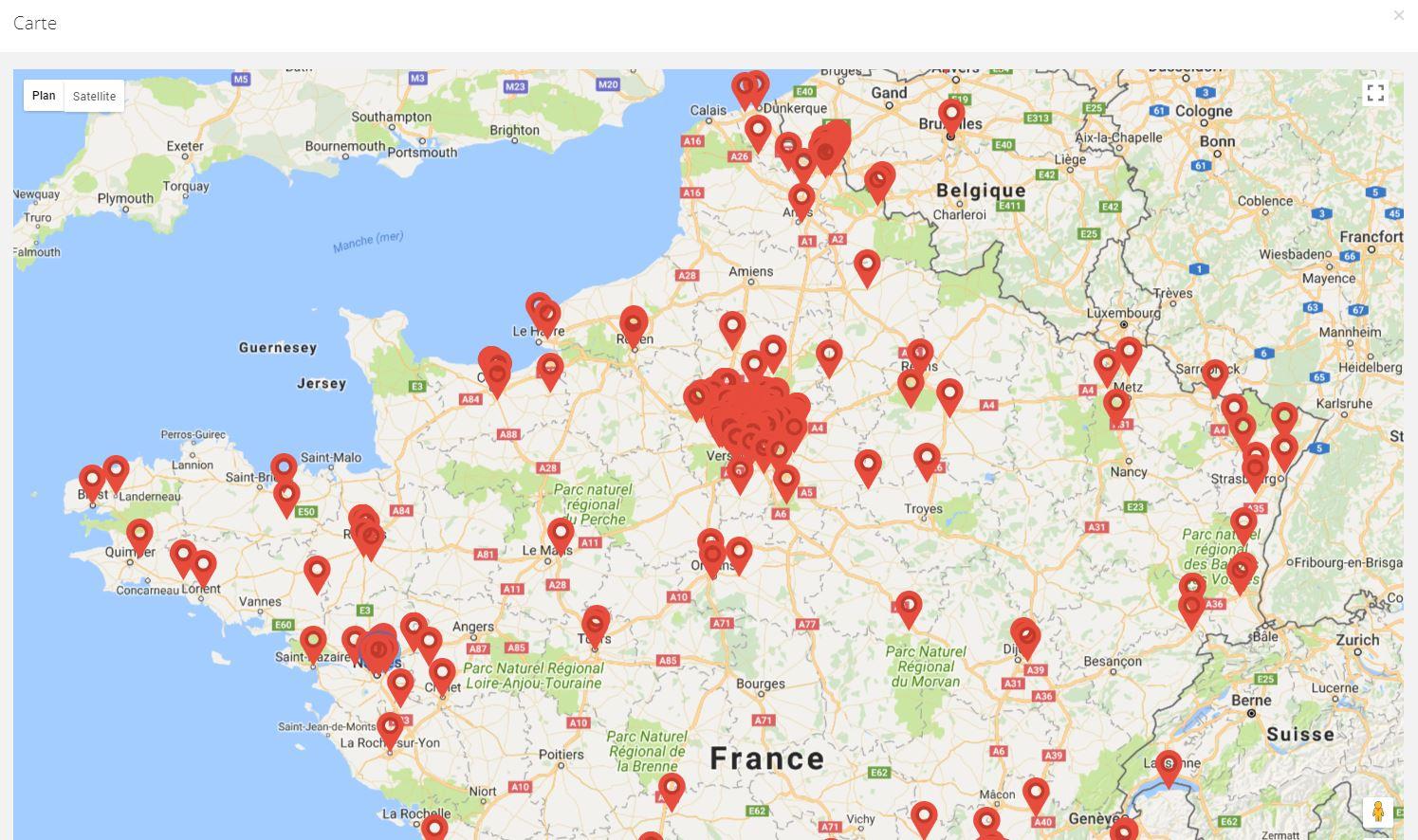 Youday CRM - Youday CRM : Visualisation sur carte intégrée des clients/prospects sur Google Map