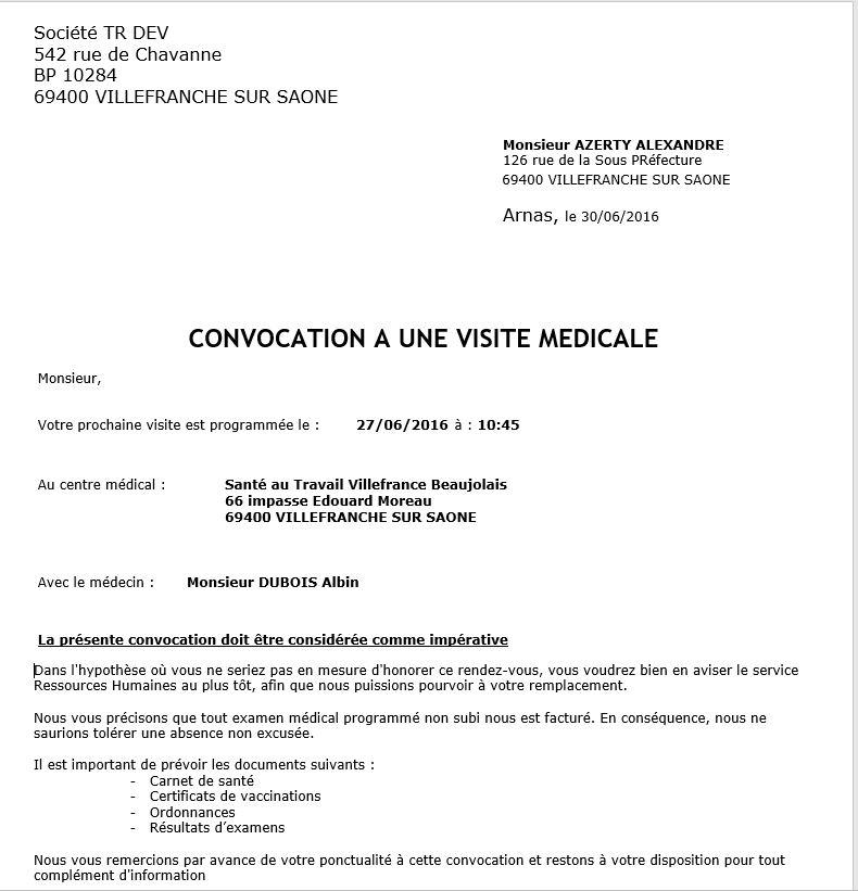 Emalti-RH - Emalti-RH : Convocation visite médicale