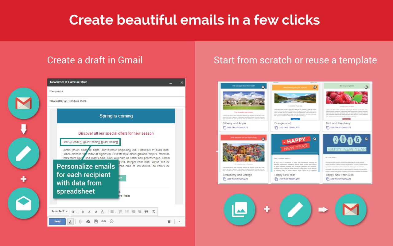 Prepare your campaign happy for mail merge! Create a new draft in your Gmail or reuse a template email Prepare your campaign happy for mail merge! Create a new draft in your Gmail or reuse a template email