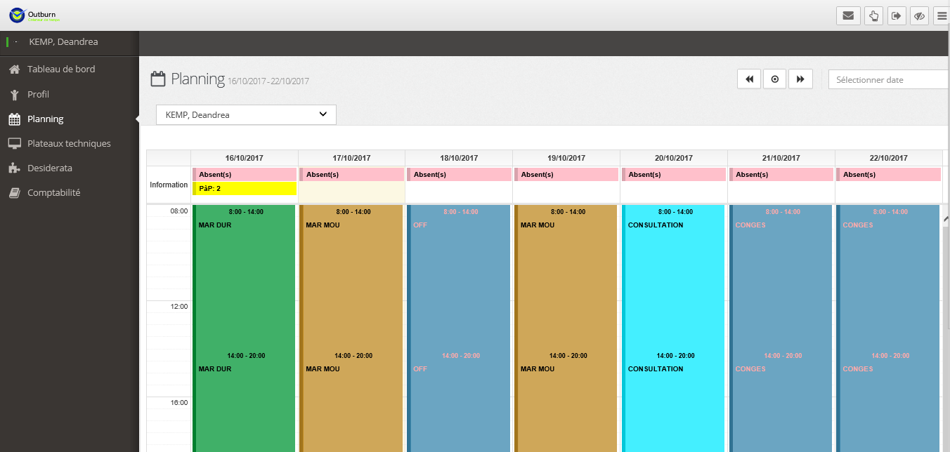 Outburn - Planning personnel dans Outburn