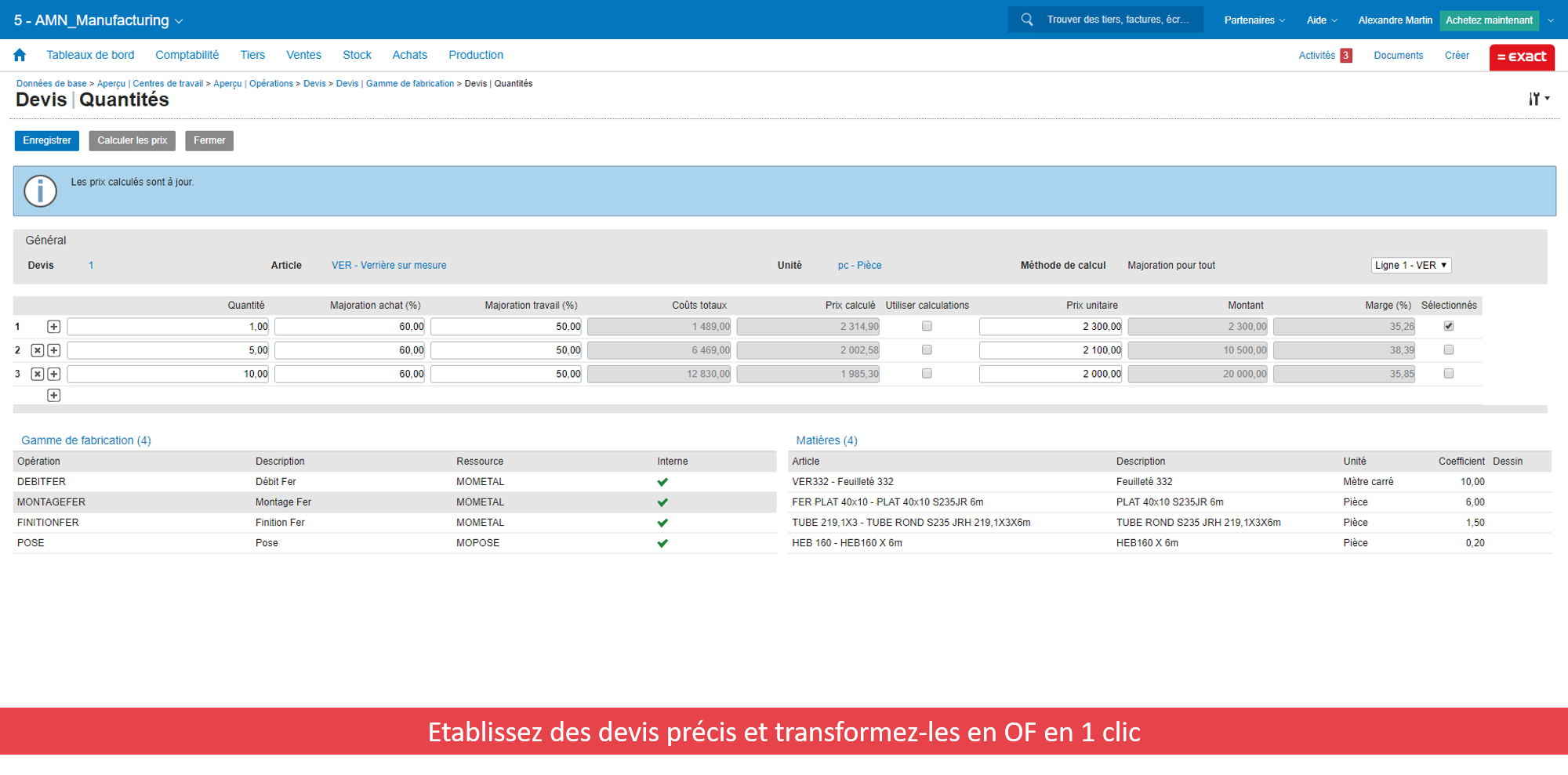 Exact pour Industrie - Devis