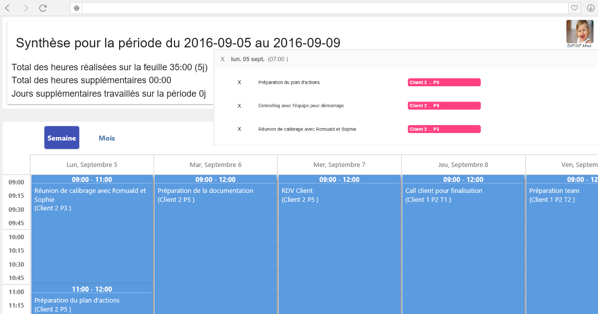 Azuneed RH - Gestion des temps - Saisie du temps simplifiée via un planning