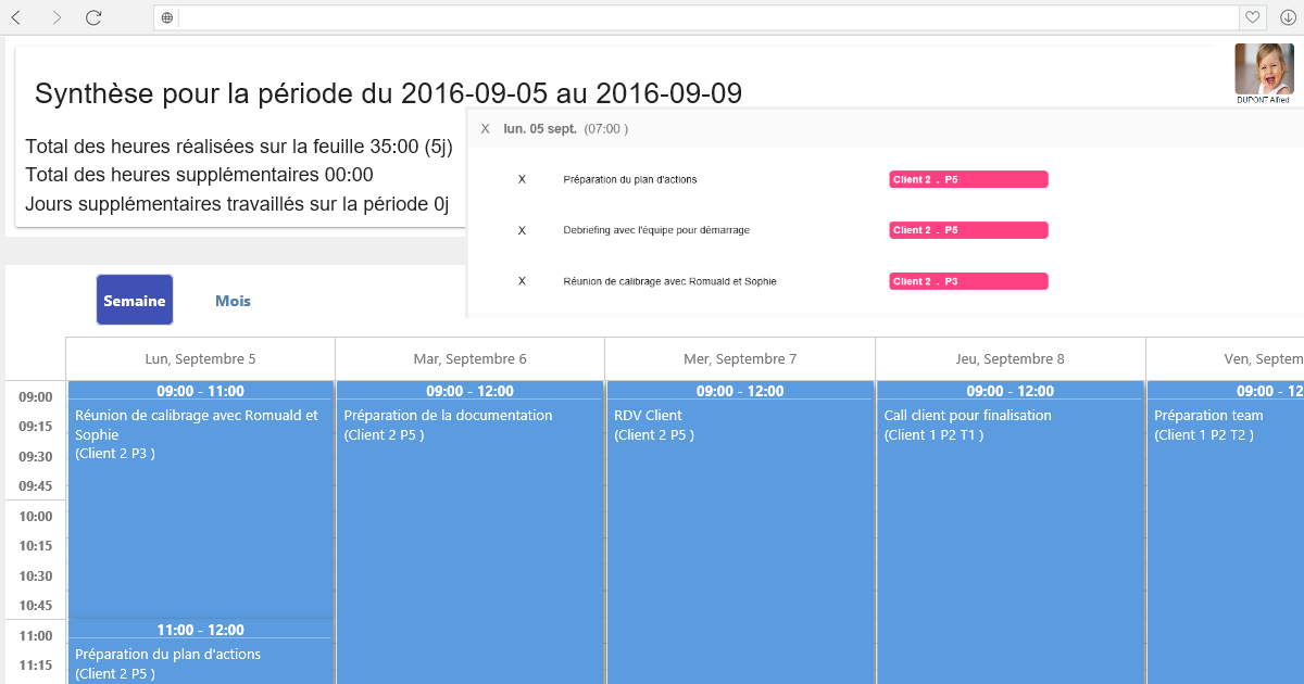 Azuneed RH - Gestion des temps - Entering via a simplified time schedule