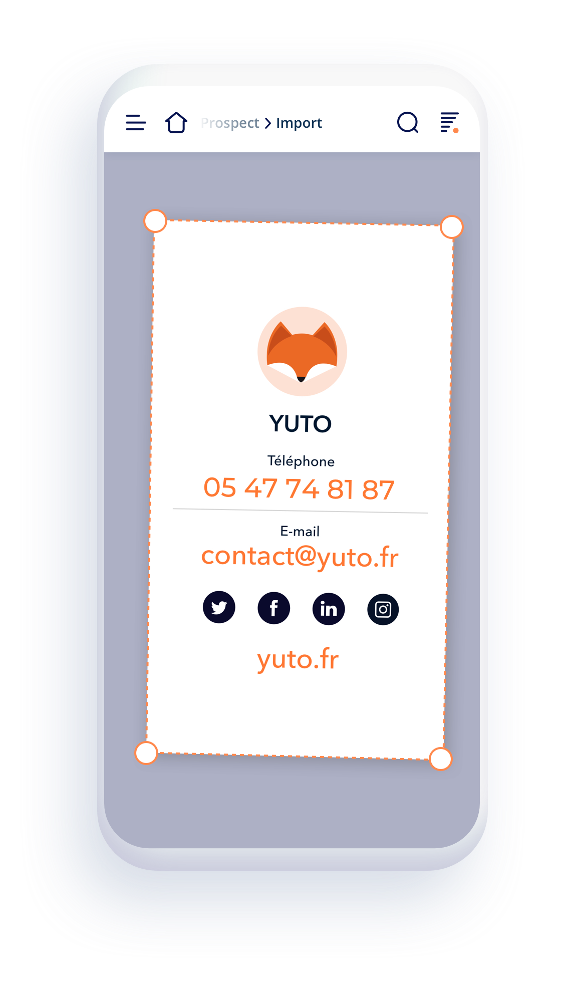 Yuto - Lecteur intelligent des cartes de visite
