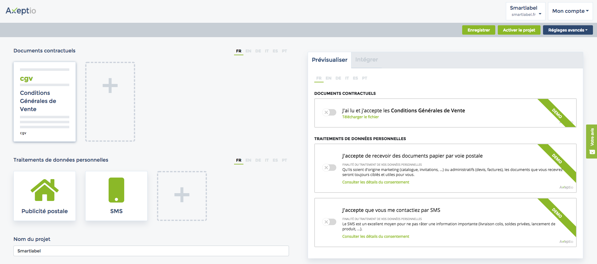 Configuring consents Configuring consents