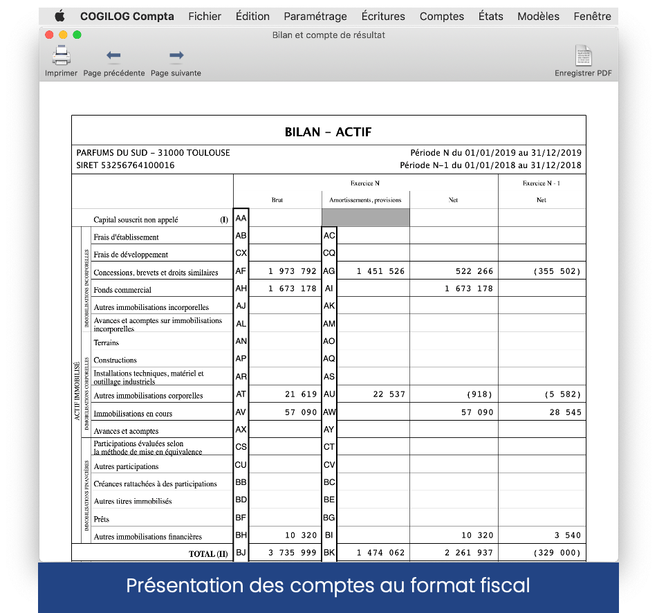 Cogilog Compta - Edition du bilan et compte de résultat