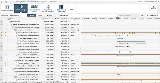 Planview - La tabella di marcia / roadmap dei grandi progetti e traguardi!