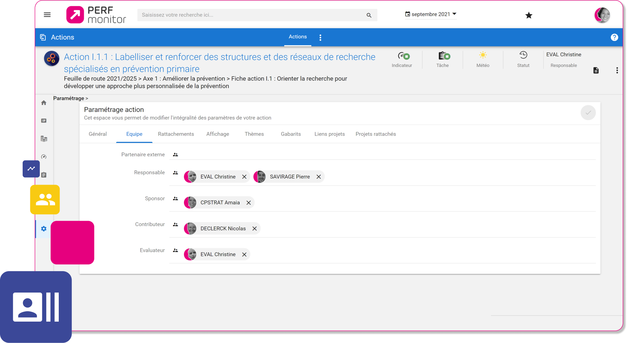 Perf Monitor - Définition des équipes plans, action et niveaux de responsabilités