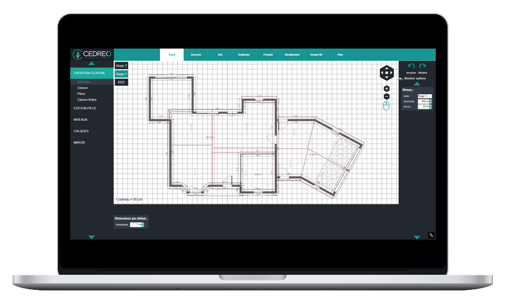 Cedreo - Dessinez votre plan de maison 2D avec nos outils d'aide au tracé