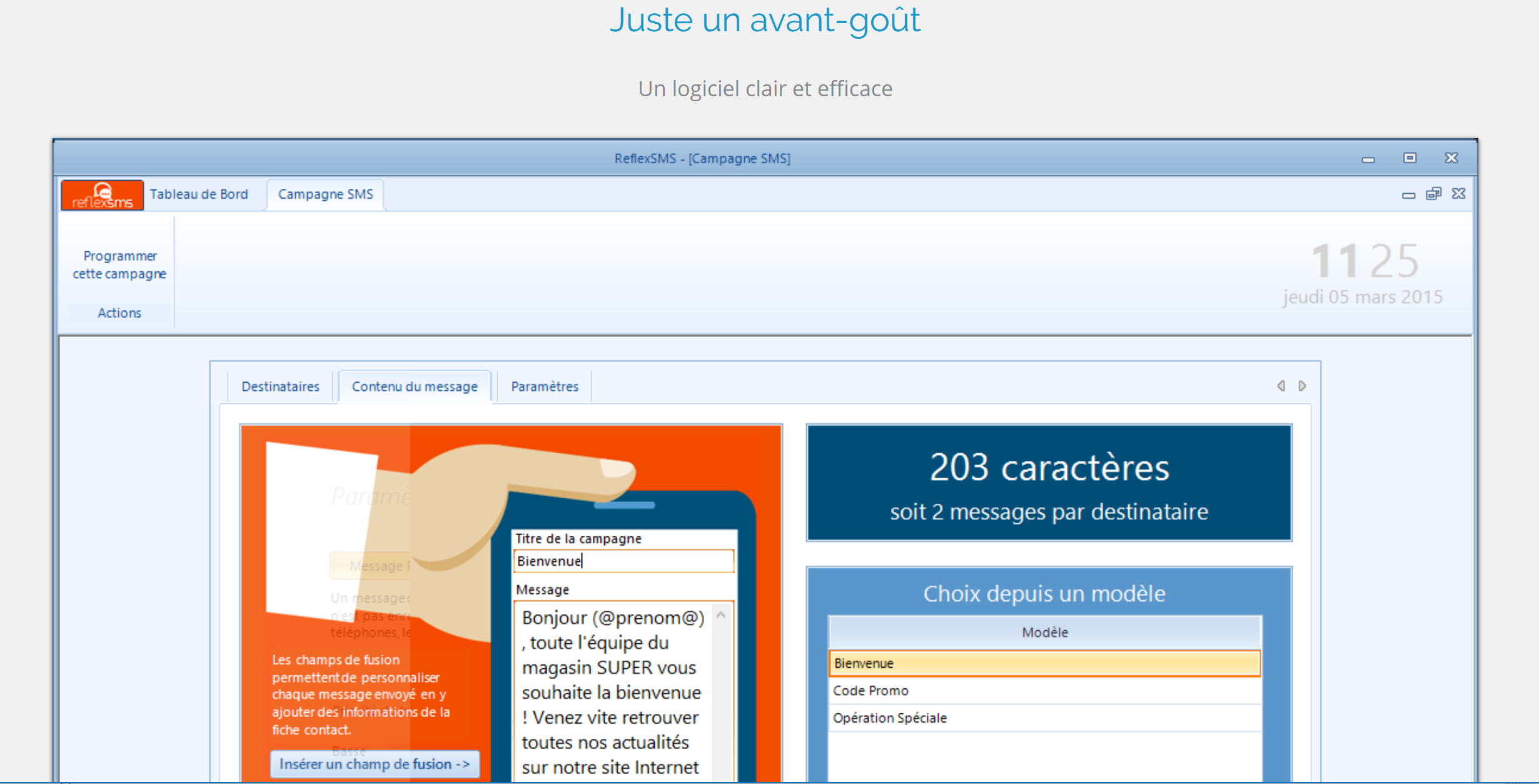 Reflex SMS - Un logiciel clair et efficace