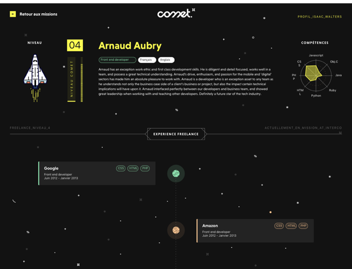 comet - Accédez au profil détaillé du Freelance que nous vous recommandons