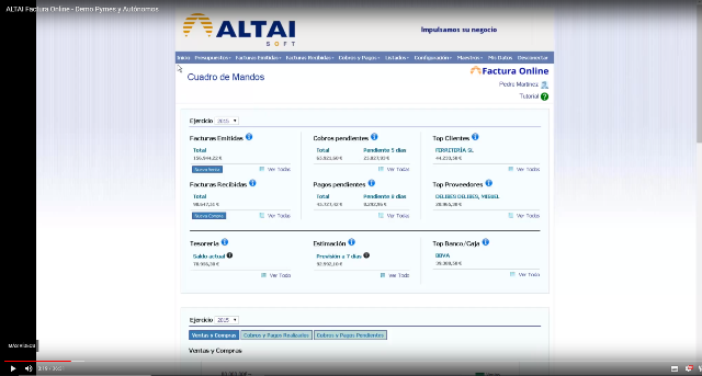 ALTAIFactura Online - Aplicación intuitiva que RECOGE Toda La Información de tesorería, facturación, trimestral Información, Listados Gráficos y, en su cuadro de mandos.