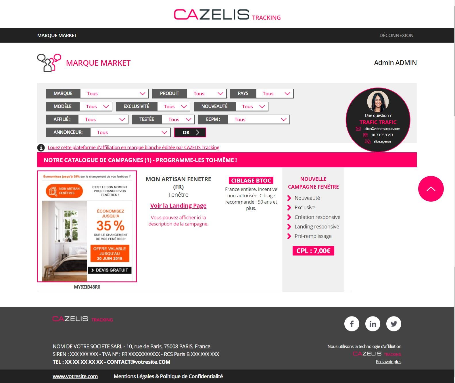 CAZELIS Tracking - Éditez facilement votre catalogue de campagnes