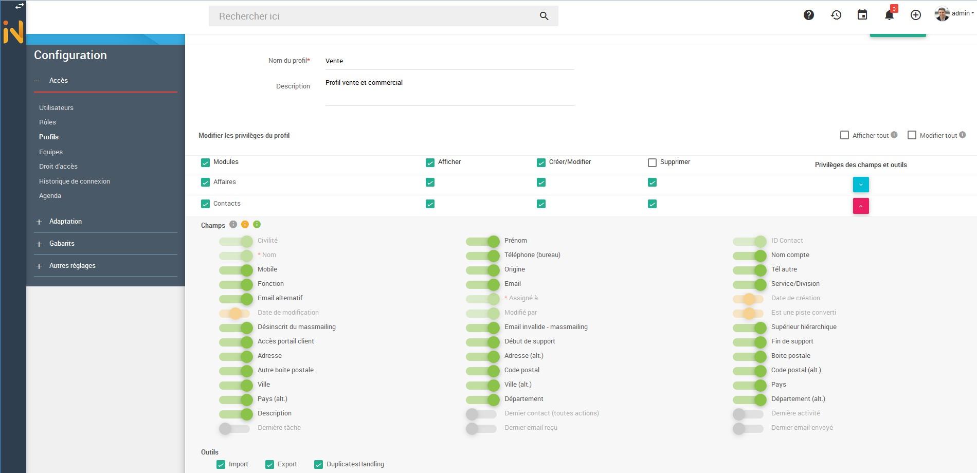 Initiative CRM - Configuration du CRM