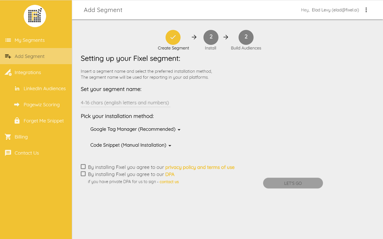 Fixel - Creating a Segment