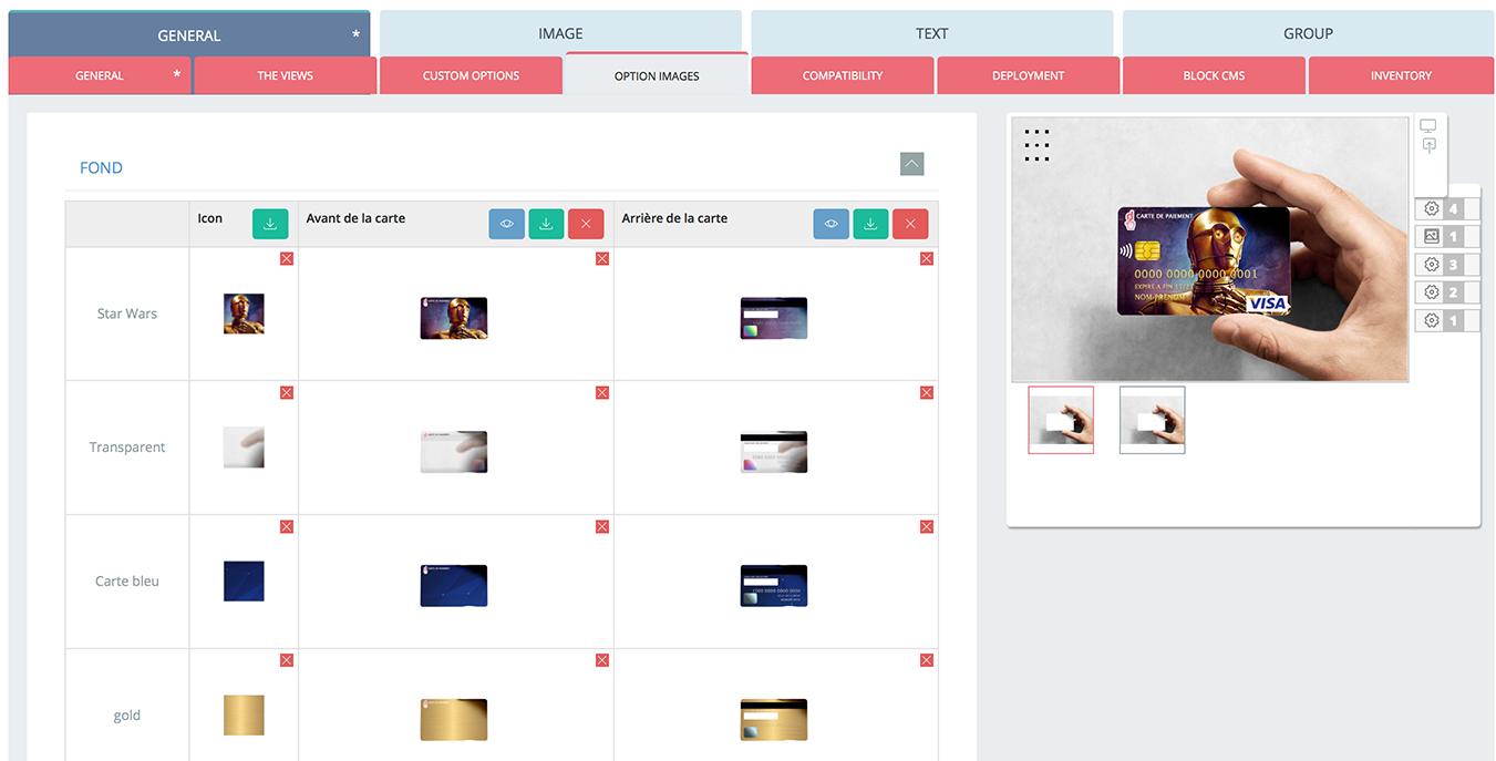 Predesire configurateur - Backoffice du configurateur de produits Predesire : Gestion des images