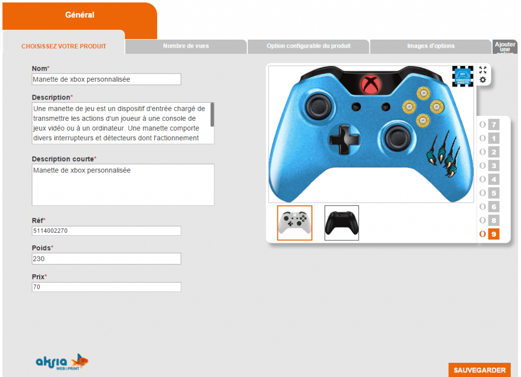 Back Office: Description of customizable products Back Office: Description of customizable products