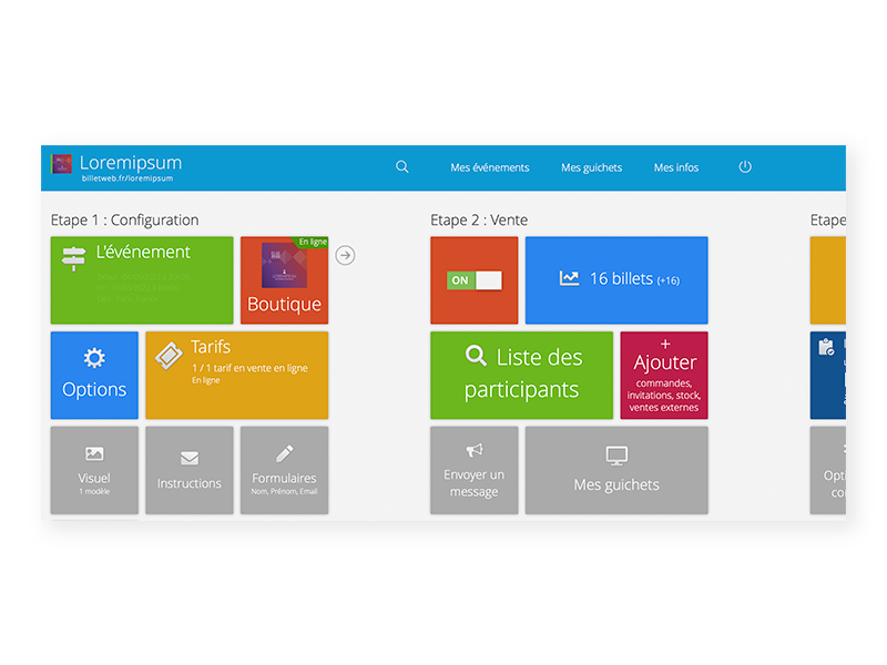 Billetweb - Tableau de bord