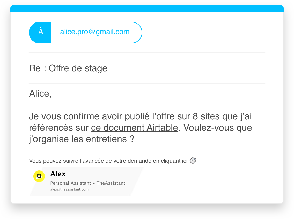 TheAssistant - ...et vous notifie quand la demande est effectuée !