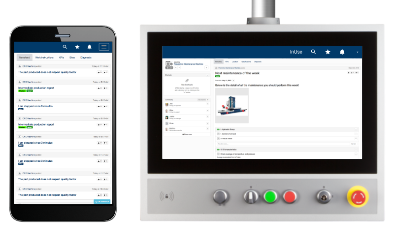 InUse - Suggérez à vos équipes en usine les actions à mener en fonction et guidez les avec des check-lists et de la documentation.