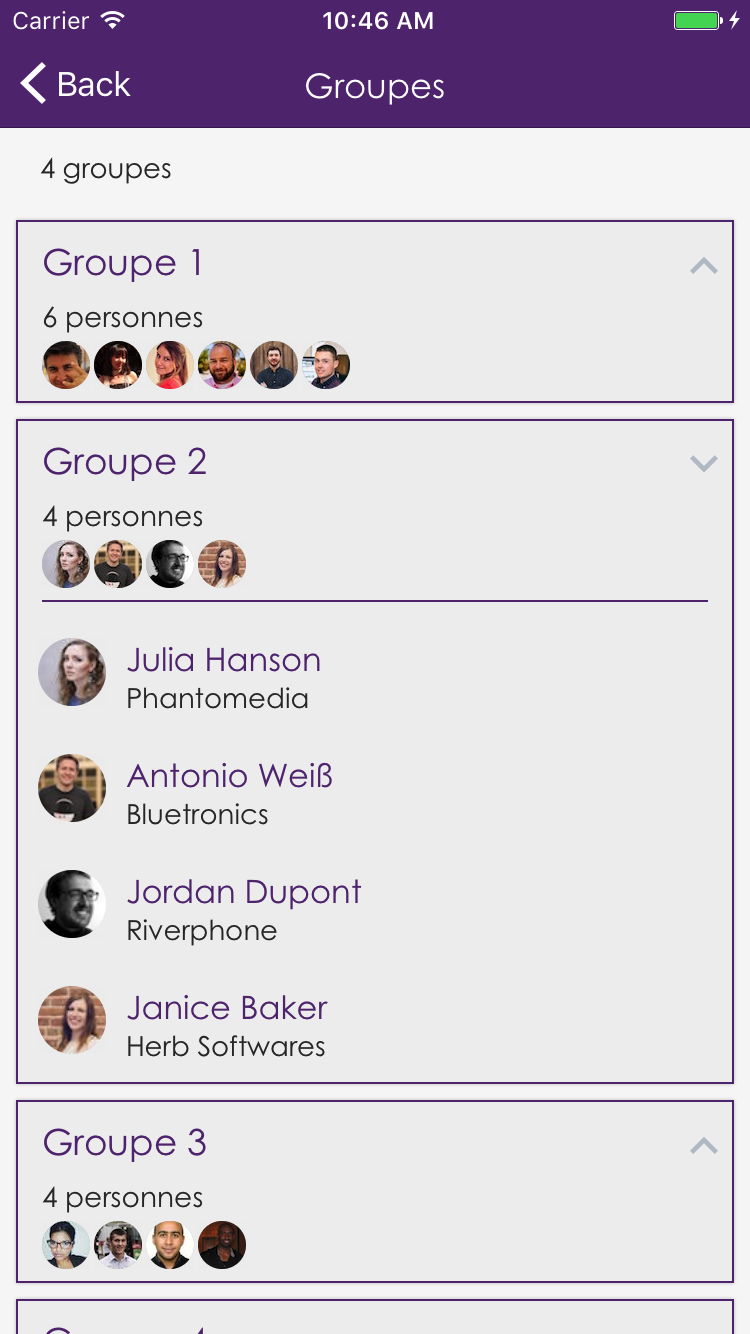 AppCraft Events - Gestion des participants par groupe depuis le back-office de gestion
