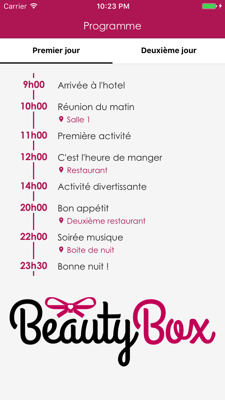 AppCraft Events - Programme personnalisé et modifiable en temps réel depuis le back-office de gestion