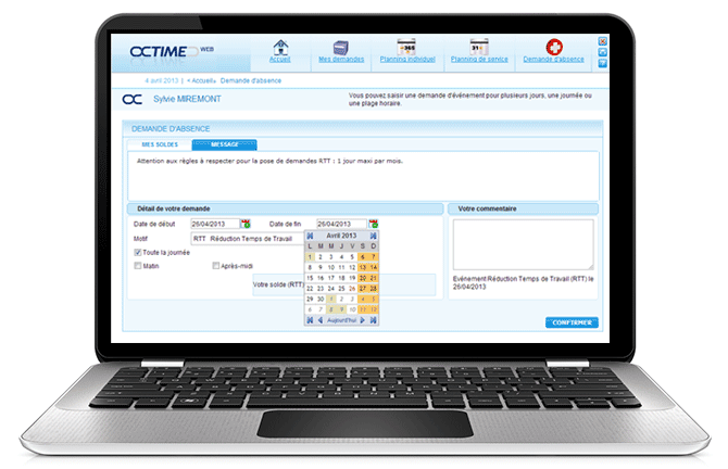 Octime - Octime: Notifications, Application mobile, Contrôle de l'absentéisme