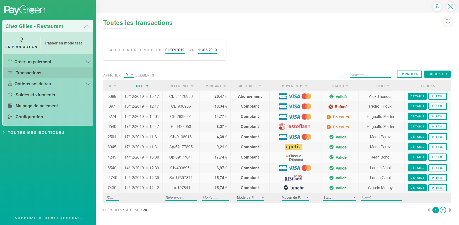 PayGreen - Back office de gestion des transactions