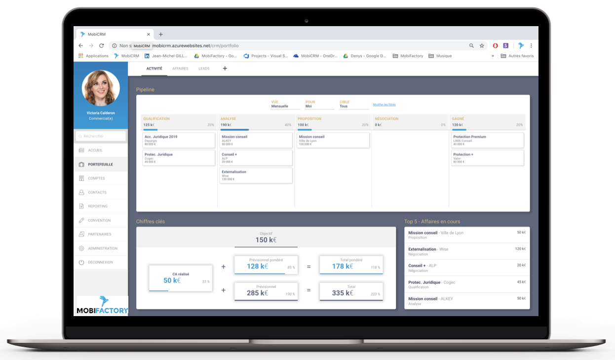 MobiCRM - La vision "Kanban" des affaires en cours