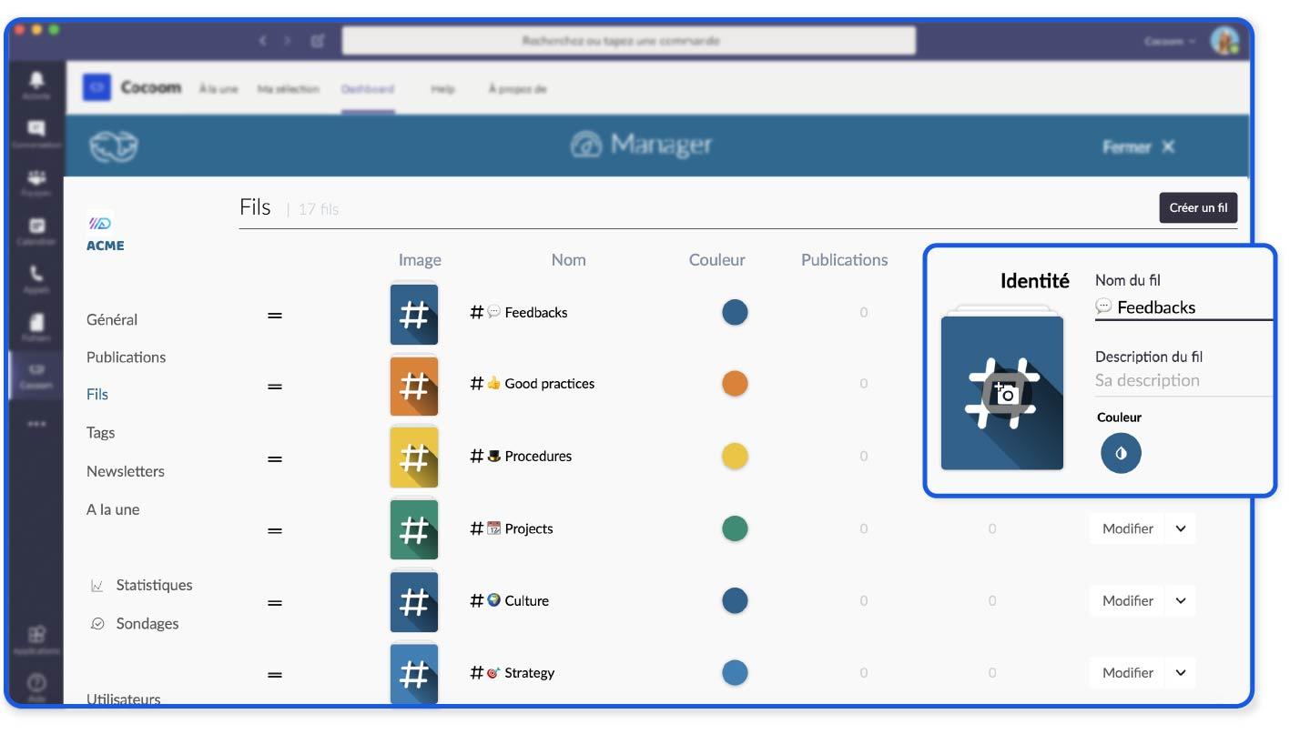 Cocoom - Administration de la structure simple