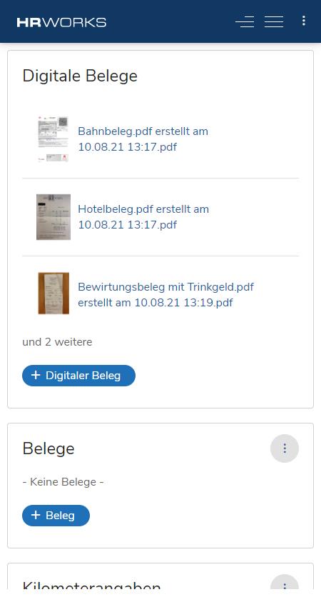 HRworks - Digitale Belege für Reisekosten einfach eingeben und abrechnen