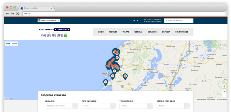 Wasi - Inmobiliaria Digital (Página web), donde tendrán toda la oferta inmobiliaria y su oficina de contacto en internet.