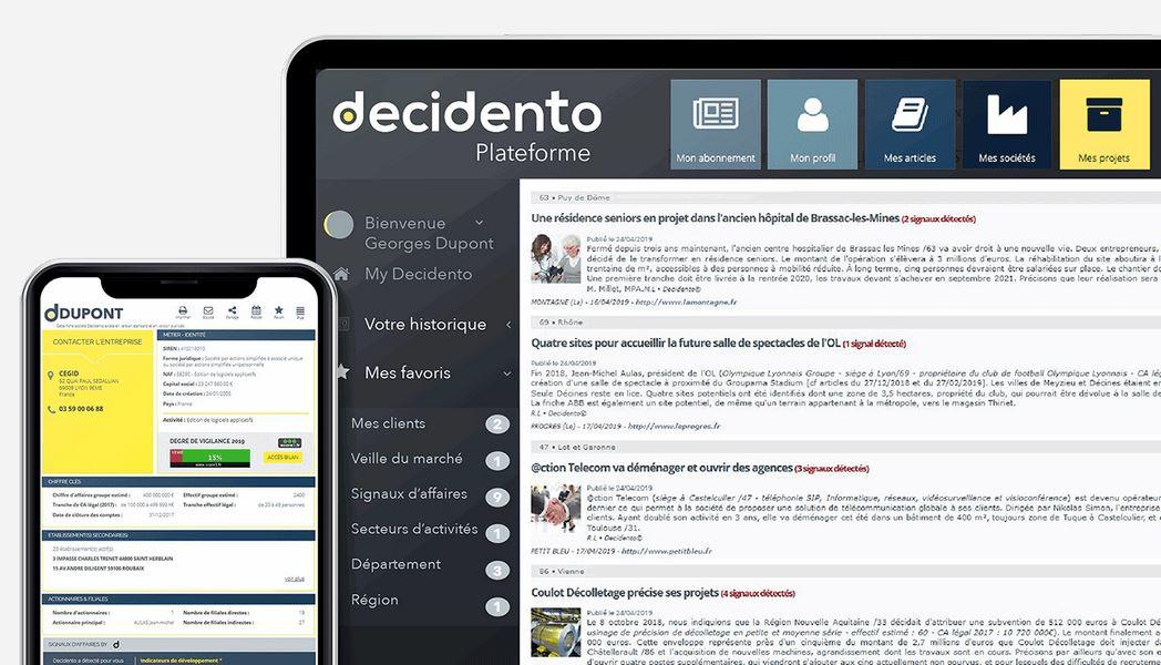 Decidento - Dashboard et fiche société