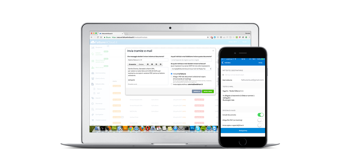 Fatture in Cloud - Invio di fatture tramite email