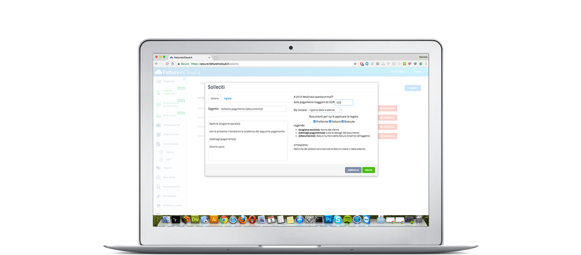 Fatture in Cloud - Sollecito pagamenti